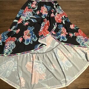 Flying Tomato Floral High Low Skirt Womens Elastic Waist Boho‎ Aztec Vacation M